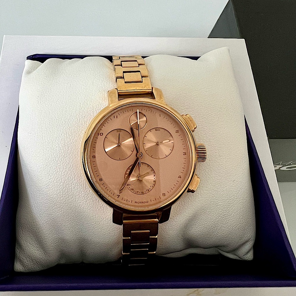 Movado Bold Rose Gold Chronograph Women Watch